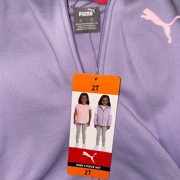 NWT Puma Toddler Girls’ 3-Piece Set (Zip Up Hoodie, Shirt, Leggings) - Picture 2 of 6